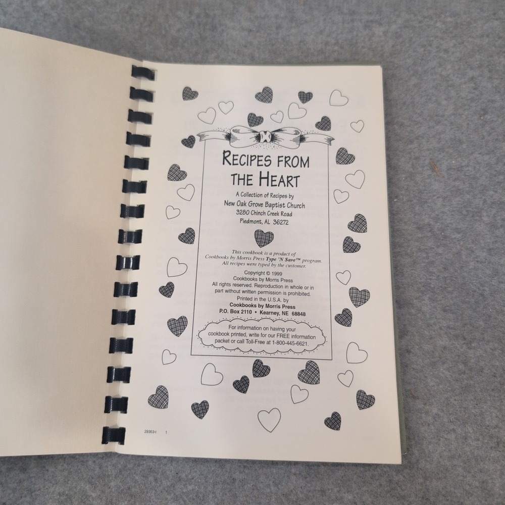 Recipes from the Heart New Oak Grove Baptist Church Piedmont Alabama Cookbook - Picture 3 of 3